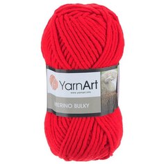 Пряжа YarnArt Merino Bulky 100гр 100м (30% шерсть, 70% акрил) (156 алый), 5 мотков