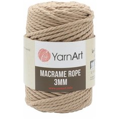 Пряжа YarnArt Macrame Rope 3мм 250гр 63м (60% хлопок, 40% вискоза и полиэстер) (768 кофе с молоком), 4 мотка