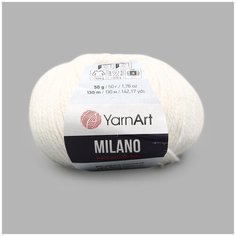 Пряжа YarnArt Milano 50гр 130м (8% альпака, 20% шерсть, 8% вискоза, 64% акрил) (851 белый), 10 мотков