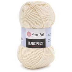 Пряжа YarnArt Jeans Plus 100гр 160м (55% хлопок, 45% полиакрил) (03 молочный) 5 шт