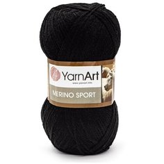 Пряжа YarnArt Merino Sport 100гр 400м (50% шерсть, 50% акрил) (761 черный) 5 шт
