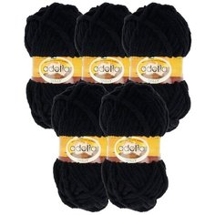 Пряжа Adelia Dolly однотонная, 100 % полиэстер, 100 г, 40 м, 5 шт., №02 черный