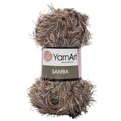 Пряжа YarnArt Samba травка 100гр 150м (100% полиэстер) (99 меланж коричневый), 5 мотков