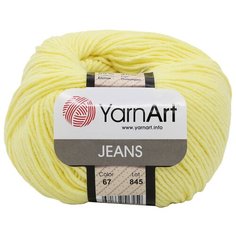 Пряжа YarnArt Jeans 50гр 160м (55% хлопок, 45% полиакрил) (67 св-желтый), 10 мотков