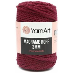 Пряжа YarnArt Macrame Rope 3мм 250гр 63м (60% хлопок, 40% вискоза и полиэстер) (781 малиновый) 4 шт