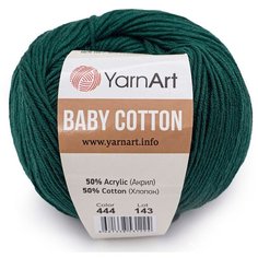 Пряжа YarnArt Baby Cotton 50гр 165м (50% хлопок, 50% акрил) (444 изумрудный) 10 шт