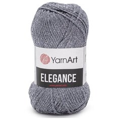 Пряжа YarnArt Elegance 50гр 130м (88% хлопок, 12% металлик) (102 серый), 5 мотков