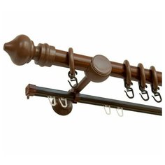 Карниз металлический Delfa Скандинавия, 2-рядный, орех, 240 см