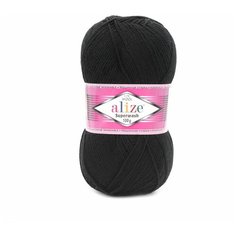 Пряжа ALIZE Superwash 100 100гр. 420м. (75% шерсть, 25% полиамид) ТУ (60 черный) 5 шт