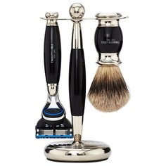 Truefitt & Hill Набор Edwardian Faux Ebony: Badger Brush Fusion Razor Stand (кисть для бритья + станок Fusion + подставка) цвет эбонит