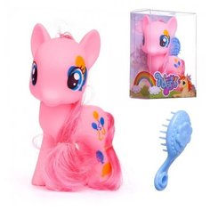 Пони с расческой 11,5*7 см, РОЗОВАЯ, в прозрачной коробочке Junfa F 105-5