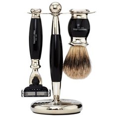 Truefitt & Hill Набор Edwardian Faux Ebony: Badger Brush Mach III Razor Stand (кисть для бритья + станок Mach III + подставка) цвет эбонит