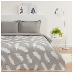 Покрывало хлопковое Этель "Перья" 230*200 см, 100% хлопок, 400гр/м2