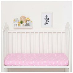 Простыня на резинке "LoveLife" Розовые короны 60*120+20 см, 100 % хлопок, сатин