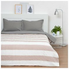 Покрывало хлопковое Этель "Полоса бежевая" 230*200 см, 100% хлопок, 340 гр/м2