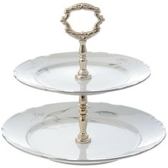 Этажерка 2-х ярусная Constance (декор Серебряные колосья, отводка платина) Thun1794