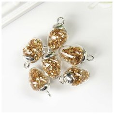 Арт Узор Подвеска декоративная для творчества стекло "Капля" с блёстками 1,9х1,4 см набор 6 шт