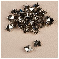 Арт Узор Хольнитен «Пирамида», 11 × 11 мм, 4 крепления, 50 шт, цвет серебряный