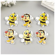 Арт Узор Декор для творчества дерево, войлок "Пчёлка" набор 6 шт 4х3,8 см