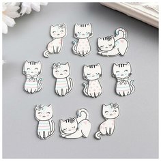Арт Узор Декор для творчества дерево "Милые кошечки" набор 10 шт 2,7х1,7 см