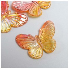 Арт Узор Декор для творчества пластик "Оранжевые бабочки" набор 5 шт 3,2х4,1 см