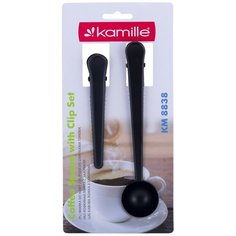Ложка мерная для кофе с зажимом + зажим 2 предмета Kamille KM-8838 (черный)