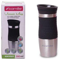 Термокружка 380 мл из нержавеющей стали с TPR-вставкой Kamille KM-2069