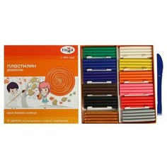 Гамма Пластилин 12 цветов 172 г (10 классических, золото + серебро) «Гамма» «Оранжевое солнце», со стеком Gamma