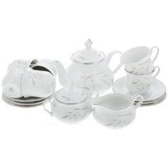 Чайный сервиз Constance (декор Серебряные колосья, отводка платина)платина" На 6 персон 15 предметов Thun1794