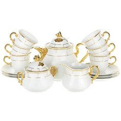 Чайный сервиз Menuet (Отводка золото, золотые держатели) На 6 персон 15 предметов Thun1794
