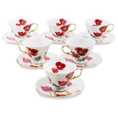 Чайный набор на 6 персон Фиор Дель Аморе На 6 персон 12 предметов, 200 мл Pavone