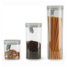 Набор банок для сыпучих продуктов (600 мл, 1,2 л, 2 л) 3 шт Qualy "Lucky Mouse" / 247075