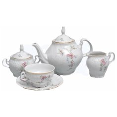 Чайный сервиз на 6 персон 15 предметов Thun "Бернадотт /Дикая роза /золото" / 021200 Thun1794