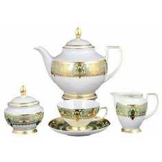 Чайный сервиз на 6 персон 15 предметов Falkenporzellan "Донна /Бирюза в золотой роскоши" / 149776
