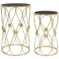 Набор столиков Glasar 54-166/165, золотистый ГЛАСАР