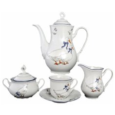 Кофейный сервиз на 6 персон 15 предметов Thun "Констанция /Гуси" / 012433 Thun1794