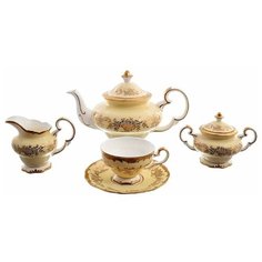 Чайный сервиз на 6 персон 15 предметов Royal Classics "Воспоминание /Золотой узор на бежевом" / 150183