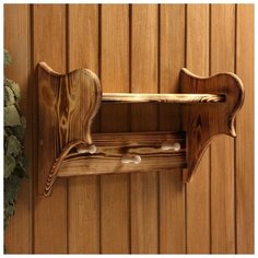 Полка вешалка малая, обожжённая, 3 крючка, 43×27×17 см 4430975 Сима ленд