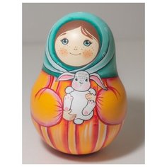 Неваляшка Девочка с зайчиком Wood Fun