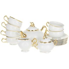 Чайный сервиз Tulip (Белоснежный тюльпан, золотые держатели) На 6 персон 15 предметов Thun1794