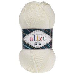 Пряжа Alize Diva Plus 100г 220м (100% микрофибра акрил) (01 молочный) 5 мотков