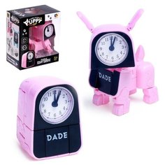 Робот- часы DADE TOYS "Щенок", трансформируется в будильник, от батареек, цвет розовый