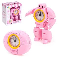 Робот DADE TOYS "Будильник", трансформируется, звук, цвет розовый