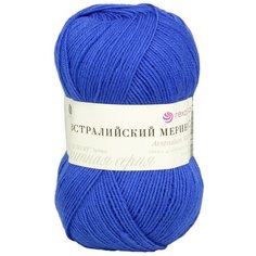Пряжа Пехорка Австралийский меринос (95% мериносовая шерсть, 5% акрил) (491 ультрамарин), 5 мотков