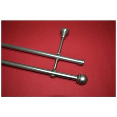 Карниз двухрядный Шар рифленый, диаметром 16 мм (180 см, Хром матовый) Мастер Плюс