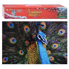 Алмазная мозаика 30х40 "Пёстрый гордый павлин" без подрс полн. заполн. (блест (29 цв Рыжий кот