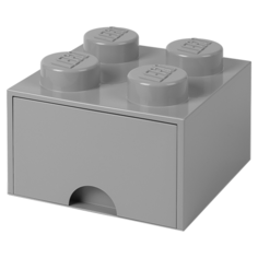 Ящик LEGO 2х2 Knobs с выдвижным ящиком 25х25х18 см (4005) stone grey