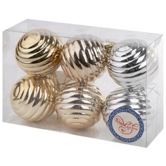 Набор елочных шаров Magic Time 87760, золотой/серебряный/розовый, 6 см, 6 шт.