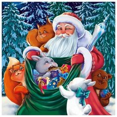 Набор для творчества Рыжий кот Холст с красками по номерам Зверята принимают дары 20x20