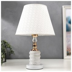 Лампа настольная Risalux E27, 40 Вт, LED подсветка, бело- золотой, 28*28*45 см